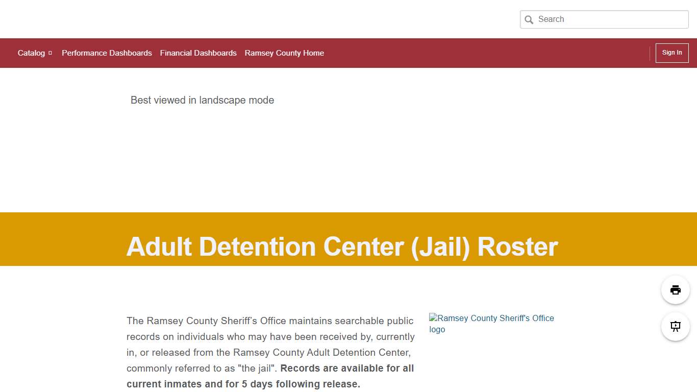 Ramsey County Adult Detention Center Roster Ramsey County, Minnesota