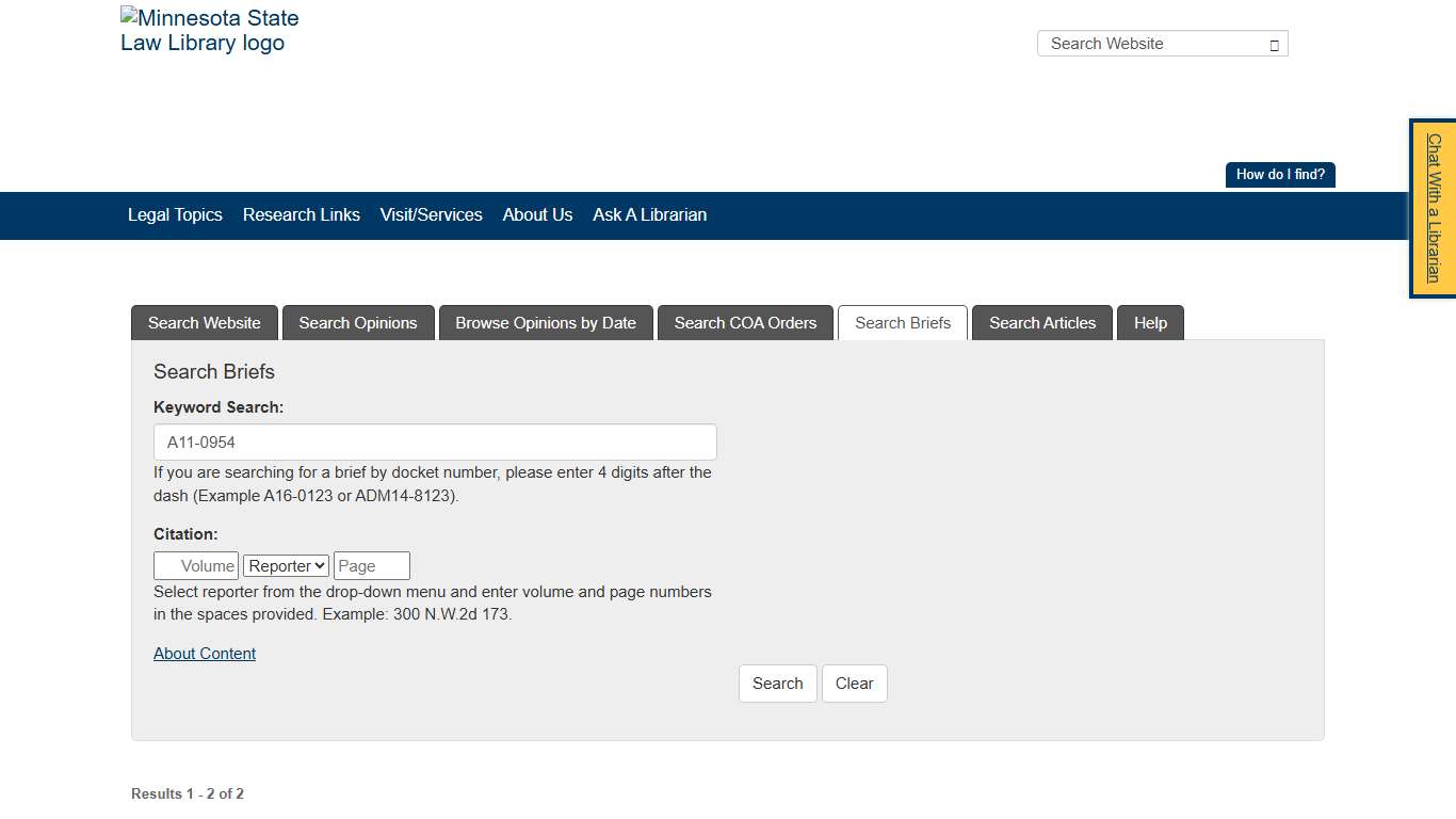 Search Page / Minnesota State Law Library
